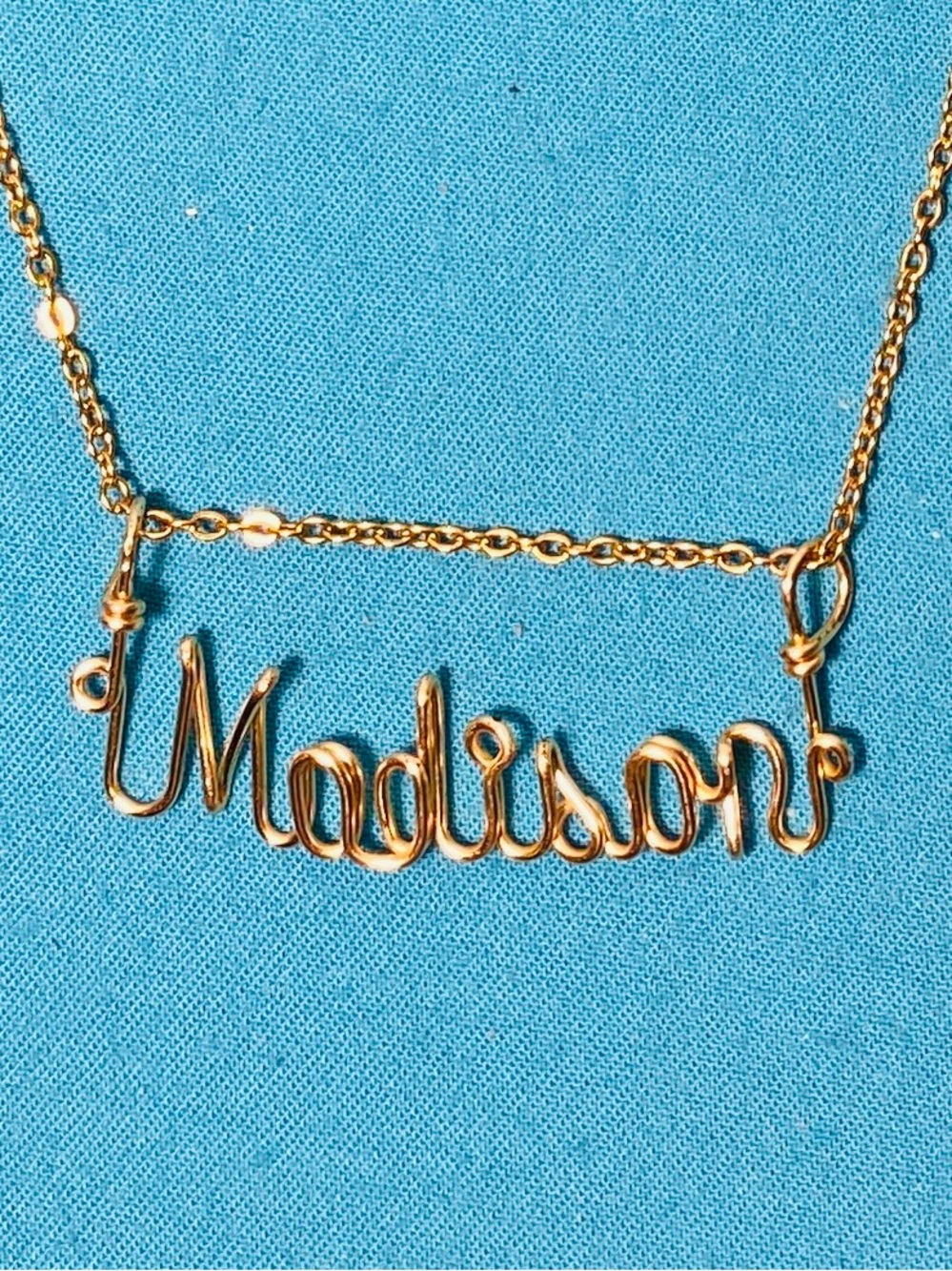 Personalized 'Madison' Script Name Necklace in Gold Tone
